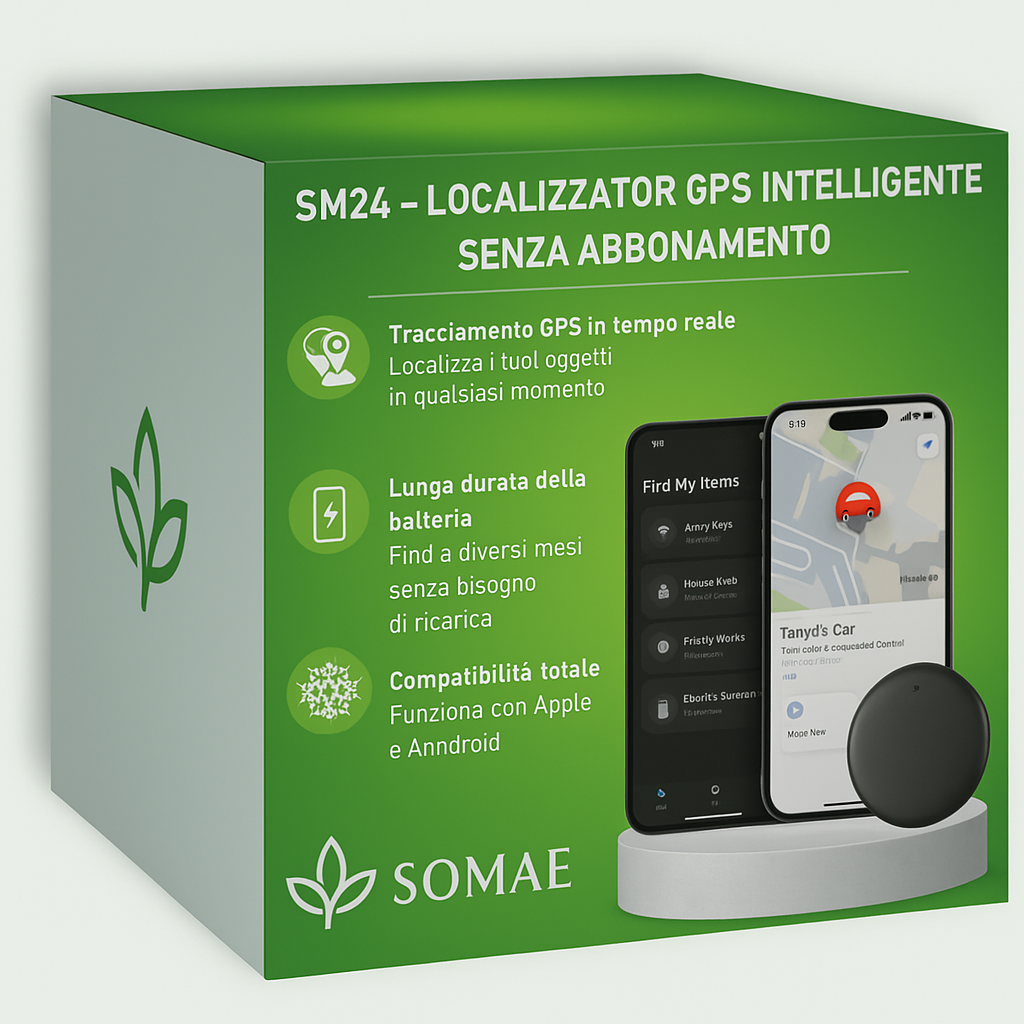 🛰️ SM24 – Localizzatore GPS Intelligente, Nessun Abbonamento (Apple & Android)