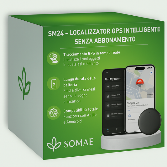 🛰️ SM24 – Localizzatore GPS Intelligente, Nessun Abbonamento (Apple & Android)