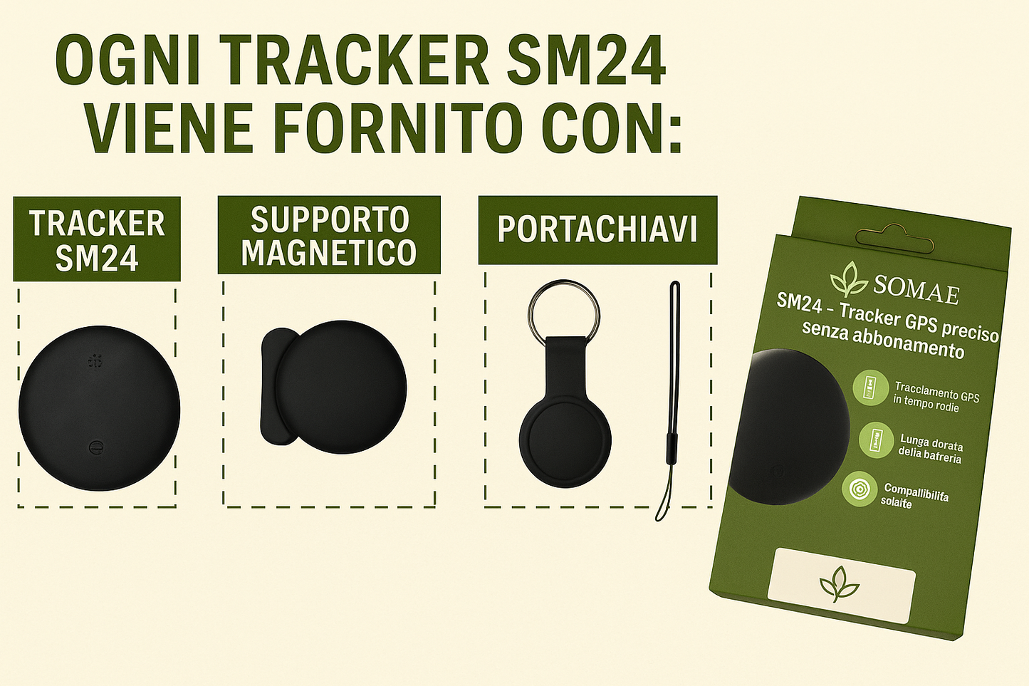 🛰️ SM24 – Localizzatore GPS Intelligente, Nessun Abbonamento (Apple & Android)