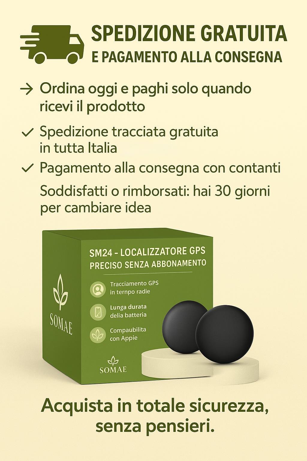 🛰️ SM24 – Localizzatore GPS Intelligente, Nessun Abbonamento (Apple & Android)